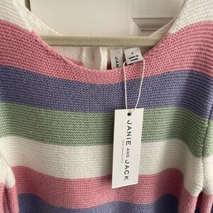 JANIE AND JACK PASTEL STRIPED KNIT SWEATER DRESS SIZE 5 NEW